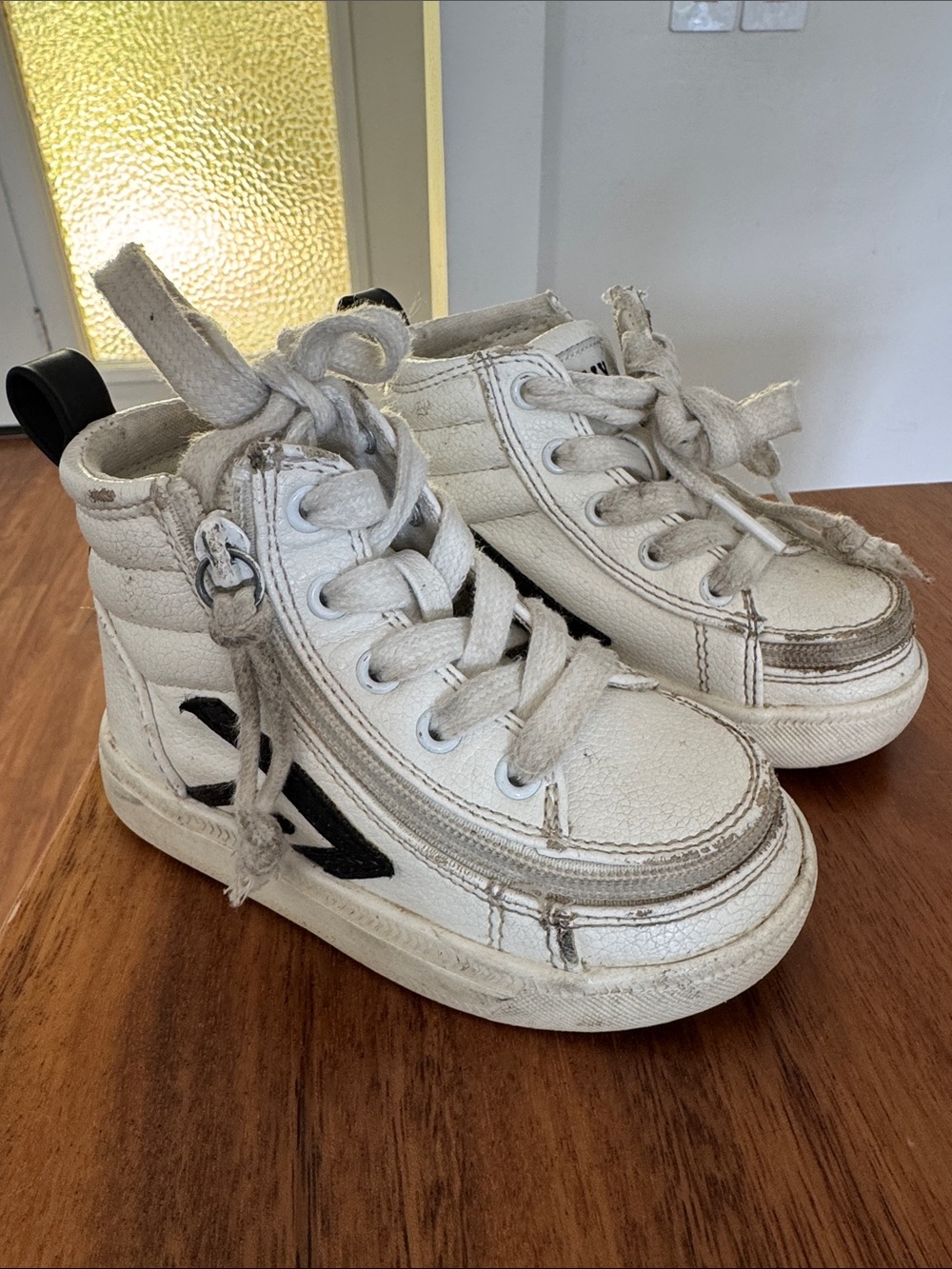 Youth White High-Top Sneakers with Black Side Accent